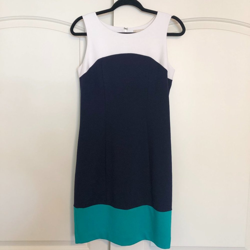 Banana Republic Navy and Teal Colorblock Dress